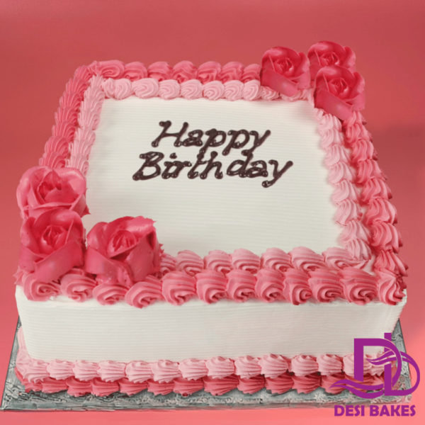 Desi Pink Flowers Birthday Cake 2