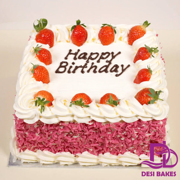 Desi pink Strawberries Birthday Cake