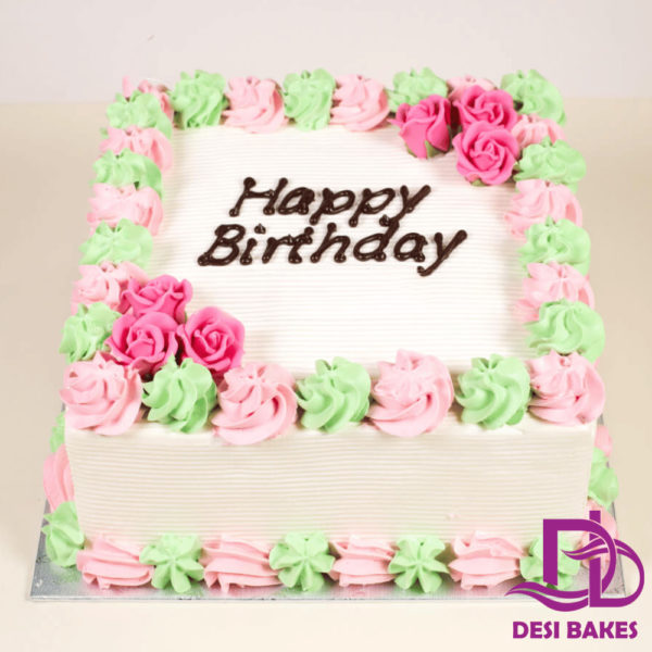 Desi Pink And Green Birthday Cake