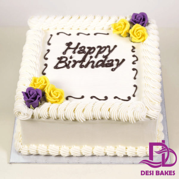 Desi Purple And Yellow Birthday Cake