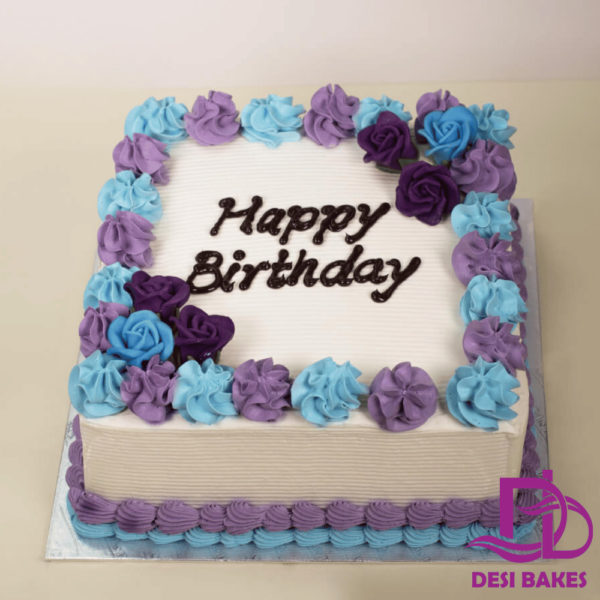 Desi Purple And Blue Birthday Cake