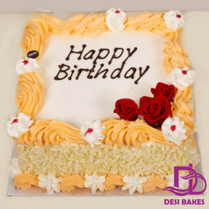 Desi Orange Birthday Cake Red Flowers