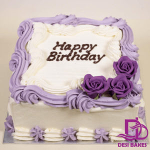 Desi Purple Flower Birthday Cake 2