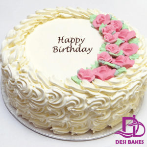 Desi Pink And White Flower Birthday Cake