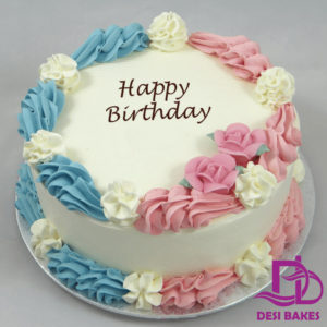 Desi Blue And Pink Birthday Cake