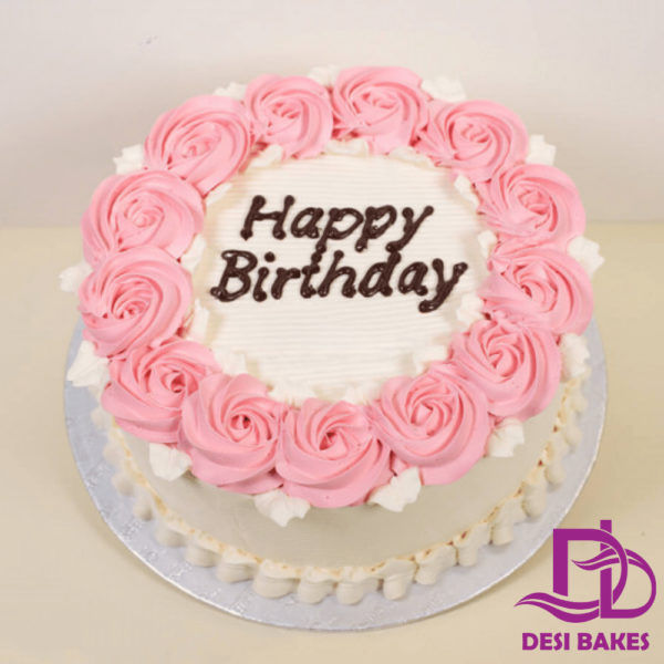 Desi Pink Flower Birthday Cake