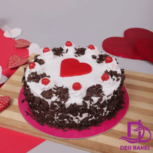 Desi Black Forest Red Heart Cake